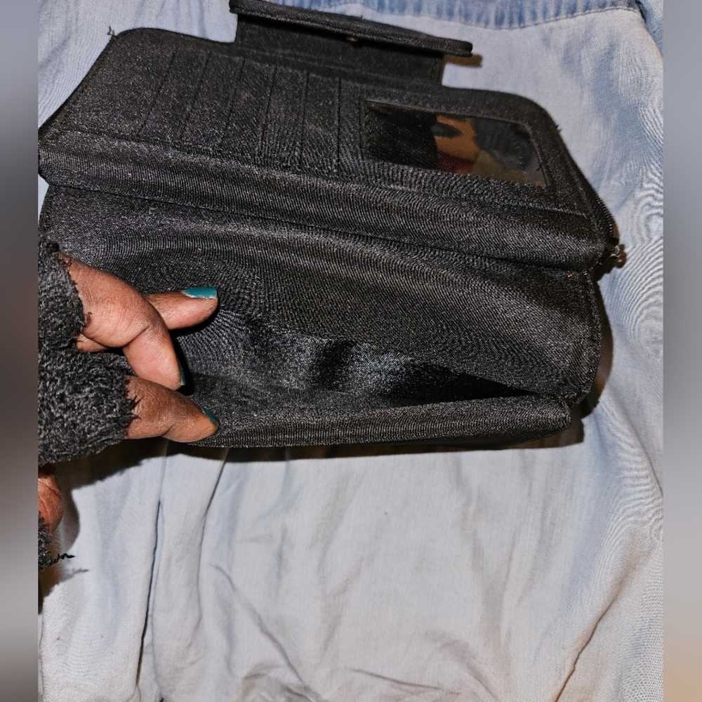 Vintage Black, Patchwork Leather Wallet - image 7